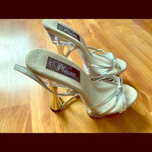 4 1/2 inches Clear silver High Heels